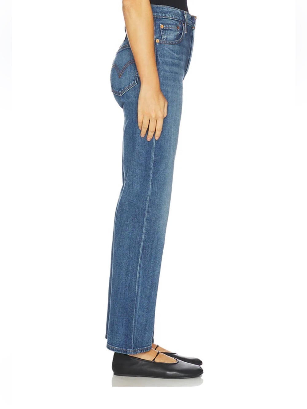 Levi’s Ribcage Straight Jeans W31 L32 Medium Wash Vintage Fade High Rise - Picture 3 of 13